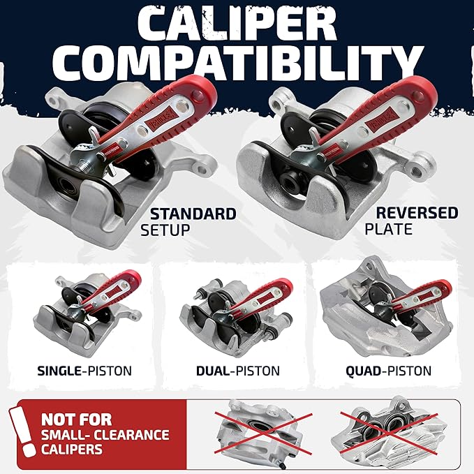 Vehiclex Brake Caliper Compression Tool – Heavy Duty Brake Pad Spreader Tool with Ratcheting Handle & Rib-Reinforced Plates – Caliper Piston Compressor Tool for Cars, SUVs, and Light Trucks