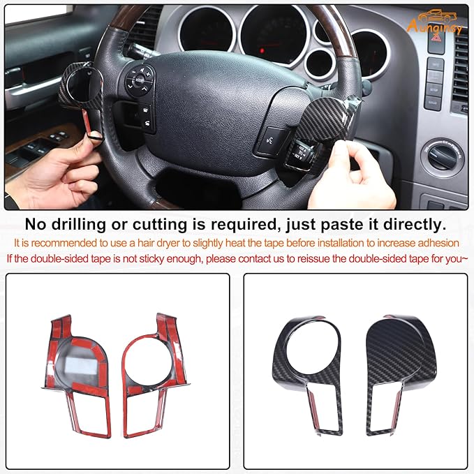 Aunginsy Central Control Steering Button Frame Trim Compatible with Toyota Tundra/Sequoia 2007-2013 Center Console Steering Button Panel Protection Cover Decorative Sticker Interior Accessories