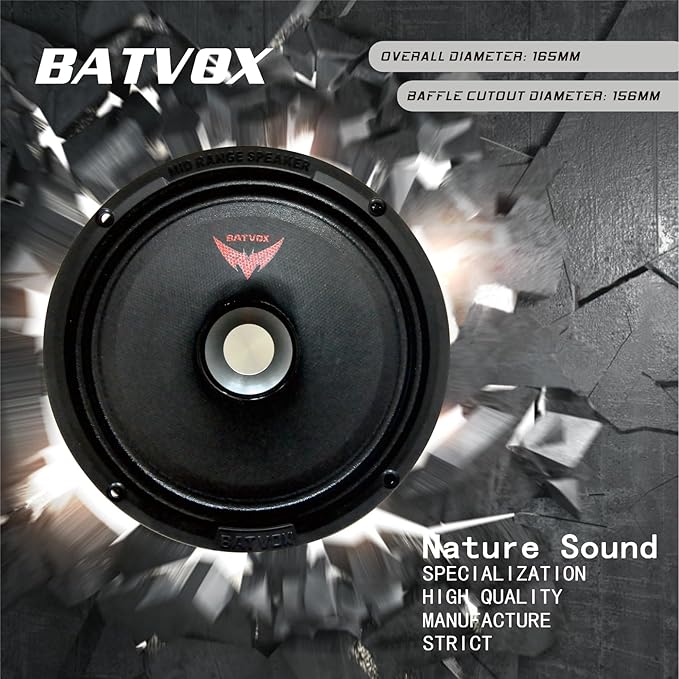 MX65S3 Loudspeaker 6.5 Inch Midrange 400 Watts 4 Ohms Silvery Bullet, Premium Quality Audio Door Speakers for Car or Truck Stereo Sound System, Black (2 Speaker)