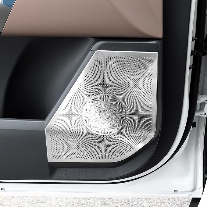 Stainless Steel Car Door Speaker Cover Car Interior Chrome Car Door Speaker Decor Cover Set Compatible with Kia SELTOS 2027 Accessories(Silver)