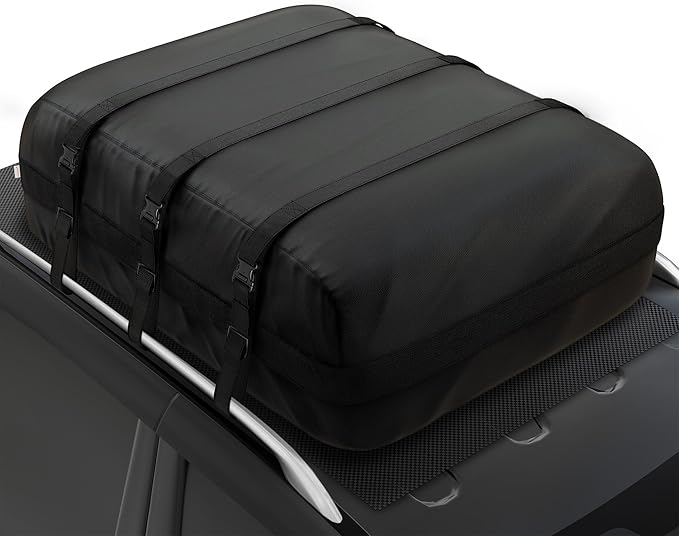 iBirdie Roof Rack Cargo Carrier 30.1 Cubic Feet, Soft-Shell Rooftop Cargo Box, Waterproof Heavy Duty 1200D for Car with/Without Roof Rack, Includes Anti-Slip Mat, Door Hooks, 52x40x25 inches