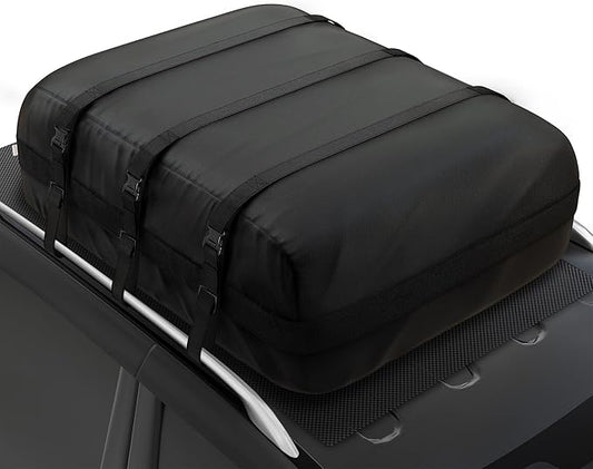 iBirdie Roof Rack Cargo Carrier 24.1 Cubic Feet, Soft-Shell Rooftop Cargo Box, Waterproof Heavy Duty 1200D for Car with/Without Roof Rack, Includes Anti-Slip Mat, Door Hooks, 52x40x20 inches