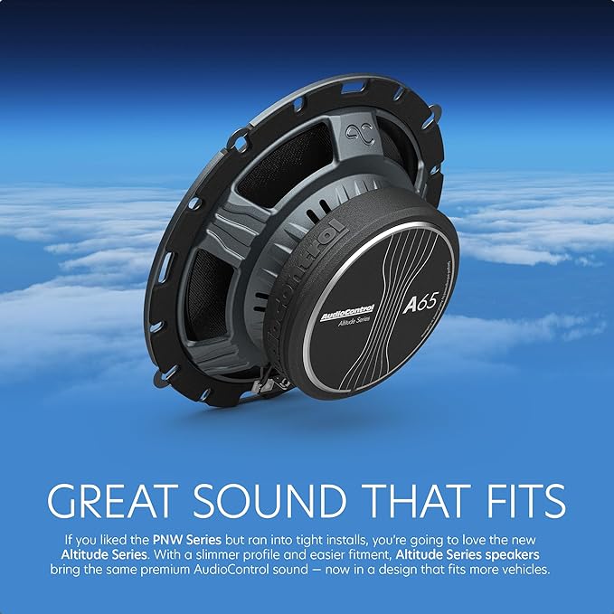 AudioControl Altitude Series 6.5" Coaxial Car Speakers Set (Pair), 100W RMS, 4 Ohms, Easy Installation, Low Profile Shallow Mount, Full-Range Rear or Front Door Speakers for Truck or Car Audio System