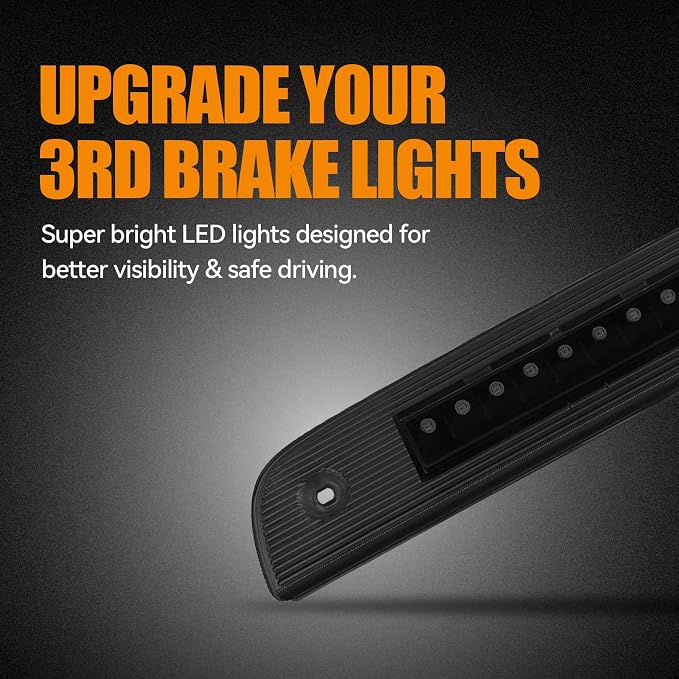 Third 3rd Brake Light LED for 2007-2012 Dodge Nitro, High Mount Rear Brake Lights Assembly for 07-12 Dodge Nitro, Waterproof Center Cab Lamp Stop Light (Black)