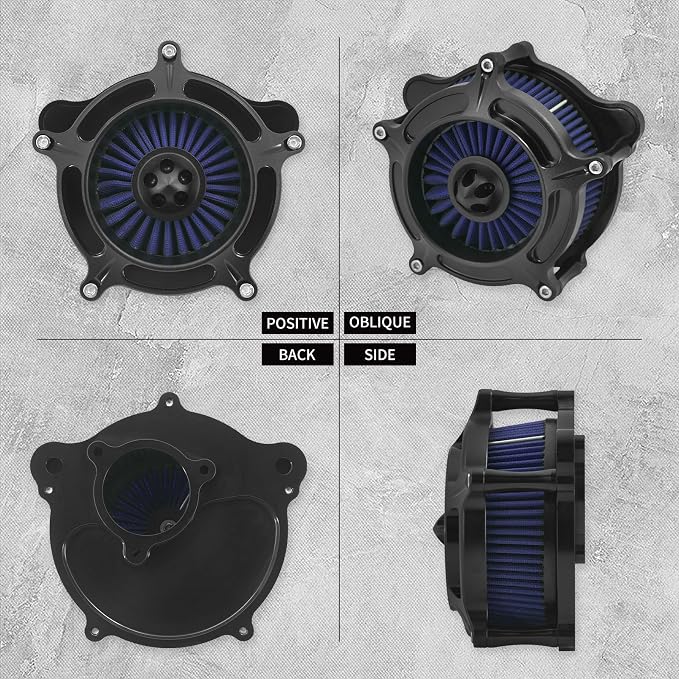 Air Cleaner Filter Aluminum Fit for Harley Touring Road King Street Glide Softail (Black Housing Blue Element, D For M8 Touring 17-23 Trike 17-25 Softail 18-24))