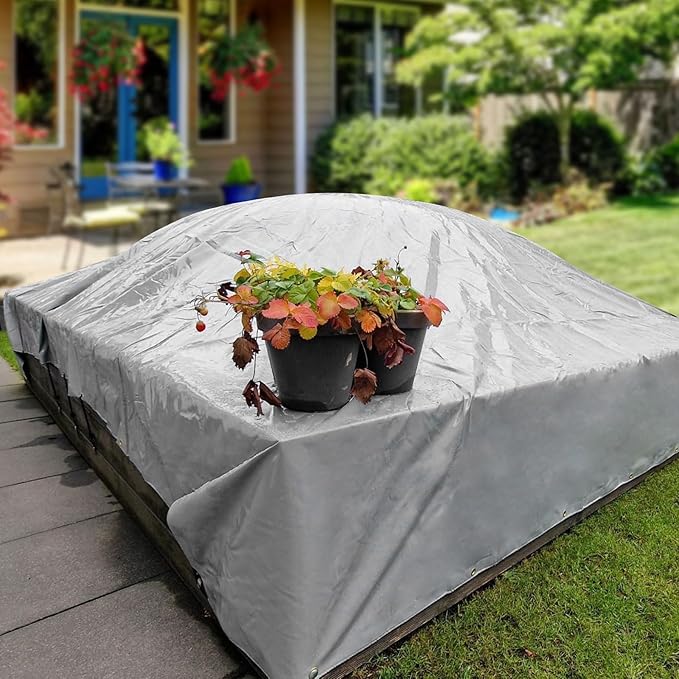 ele ELEOPTION 10x16 Tarp Waterproof Heavy Duty Emergency Rain Snow Outdoor Cover Reinforced Edges Large tarp for Camping Patio Pool,Boat, Roof, UV Resistant Use Black Gray