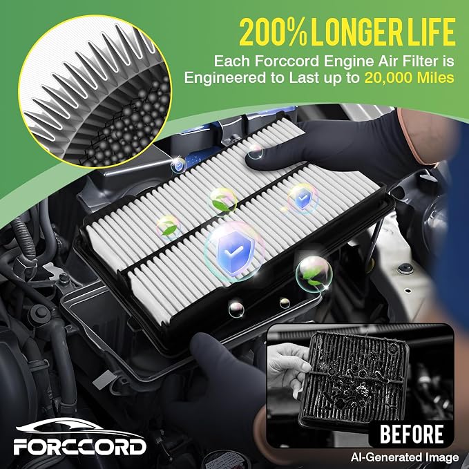 Cabin & Engine Air Filter Fit for Honda Accord 3.5L V6 2013-2017, Acura TLX 3.5L V6 2015-2020 Activated Carbon Cabin Filter Replacement CF10134 CA11477 Car Accessories