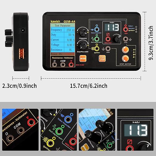 QDB-4A Ignition Coil Tester, Drive Automobile Ignition Coil Tester Injector for Test Solenoid Valves Idling Stepper Motor Instrument Car Fault Detector