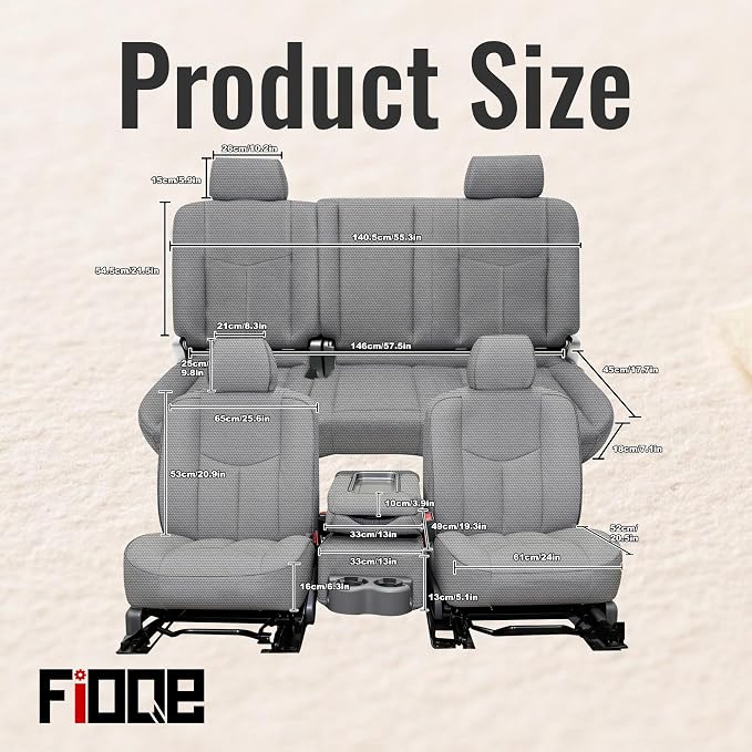 Front & Rear Thickened Composite Fabric Seat Covers for Chevy Silverado GMC Sierra 1500 1999-2006 & Classic,Foam-Padded Protection-Gray