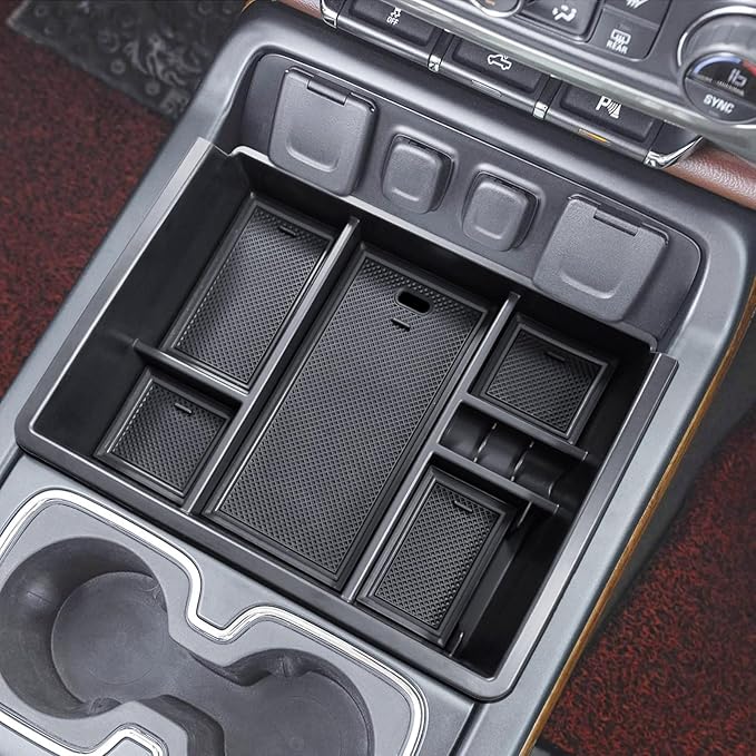 Center Console Organizer Set Compatible with GMC Sierra 1500/Chevy Silverado 1500 2014-2018, Sierra/Silverado 2500/3500 HD 15-19,Full Center Console Organizer + Secret Compartment Cover + Console Inse