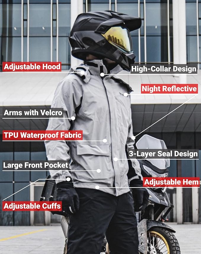 Motorcycle Rain Suit Waterproof Breathable Work Rain Jacket Pants Reflective Raincoat 2 Pieces Rainwear for Men