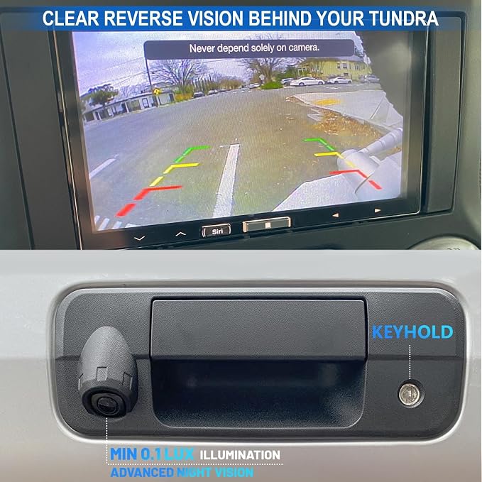 EWAY Tailgate Handle Backup Camera for Toyota Tundra 2007-2013 Rear View Reverse Camera Tailgate Liftgate Latch Handle with Keyhole, Replacement Kit Replaces# 69090-0C040, 690900C040, 81213
