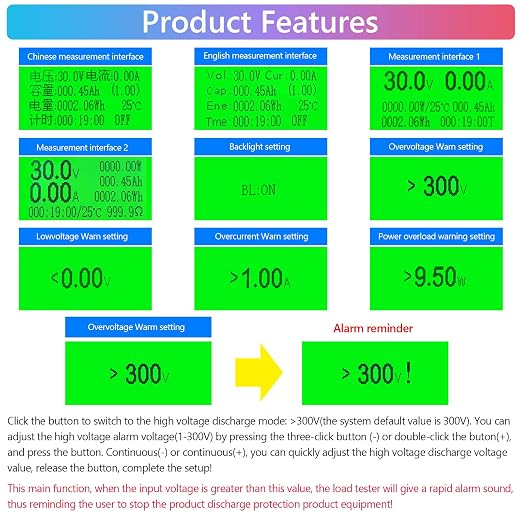 MakerHawk Electronic Load Tester - USB Load Tester 150W 200V 20A Resistor Adjustable Constant Current Battery Capacity Tester Module Intelligent Dischar