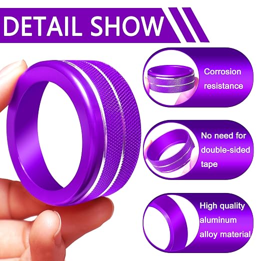 Knob Covers for Honda Civic Accessories 2026 2025 2022-2024 for CRV 2026 2025 2024 2023 for Acura Integra 2025 2024 2023 AC Knob, Air Vent, Audio Control, Push Start Button Cover Ring 11Pcs (Purple)