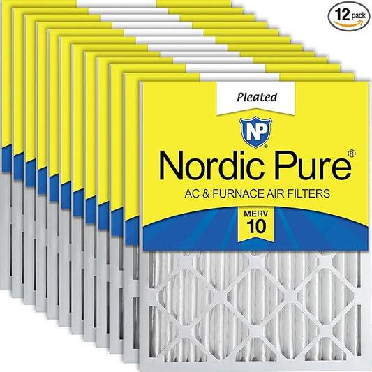 Nordic Pure 14x24x2 (Actual Size: 13 1/2 x 23 1/2 x 1 3/4) Pleated MERV 10 Air Filters 12 Pack