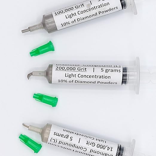 TechDiamondTools Kit of 3 Diamond Polishing Compound Polishing Paste USA Made 14000 100000 200000 Grit for Marble Glass Metal Rock Jewelry Resin Silver Gemstone with 10% of Diamond Powder