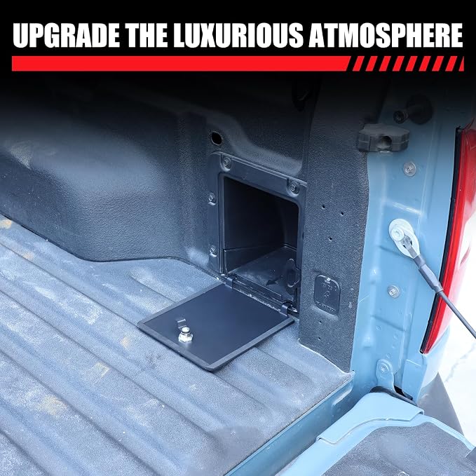 Lcojicep Trunk Bed Security Lockbox Cover Compatible with Ford Maverick 2022-2025，Truck Bed Side Storage Box Lockbox Cover Replacement ， with lock Storage box panel Cover Accessories (Black A)