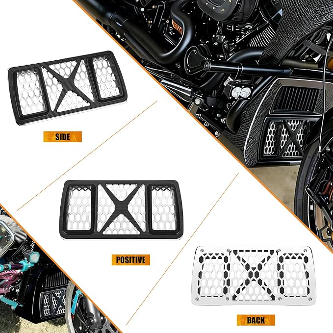 Radiator Guard Grille Oil Cooler Cover Fit For Harley Touring Road King Street Glide Electra Glide Ultra Limited 2023.5-2025 Black