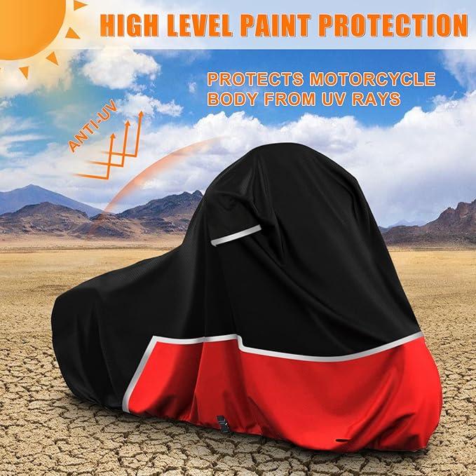 Harley Davidson Touring Motorcycle Cover - 420D Oxford Cloth, Waterproof for Snow, Rain & Dust Protection, Fits Electra Glide, Road King, Street Glide & CVO Models