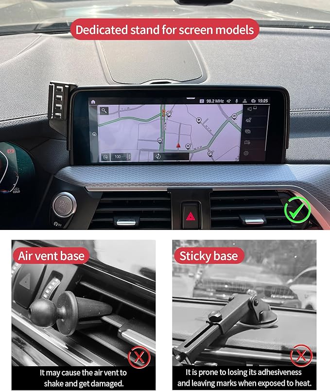 Wireless Charging Car Phone Holder for BMW X3 2018-2021 / X4 2019-2021, 10.25/10.3" Screen Fixed Clip, 360° Rotation Car Phone Mount Compatible with MagSafe