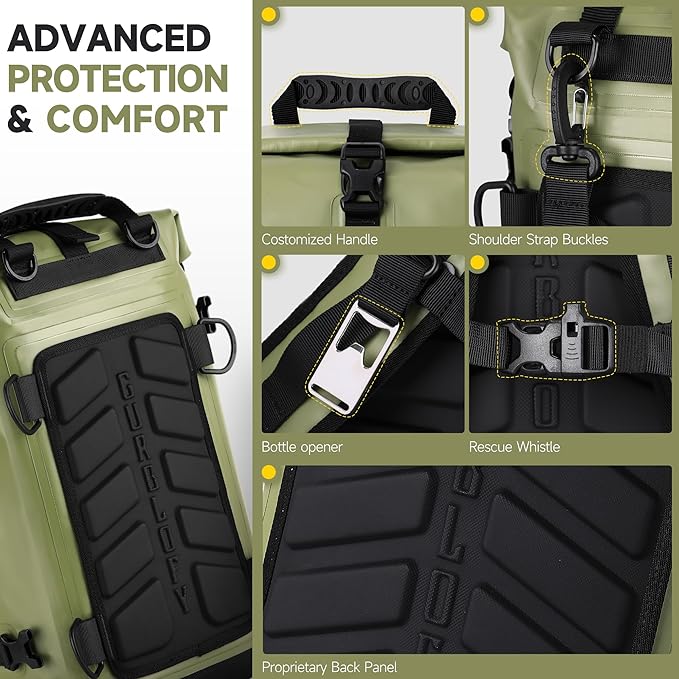 Motorcycle Saddle Bag, 15L Waterproof Motorcycle Tail Bag, PVC Bag | 2 Size and 3 Color Options Travel Bag, Rear Seat Bag, Backpack Field Green GT-15GN