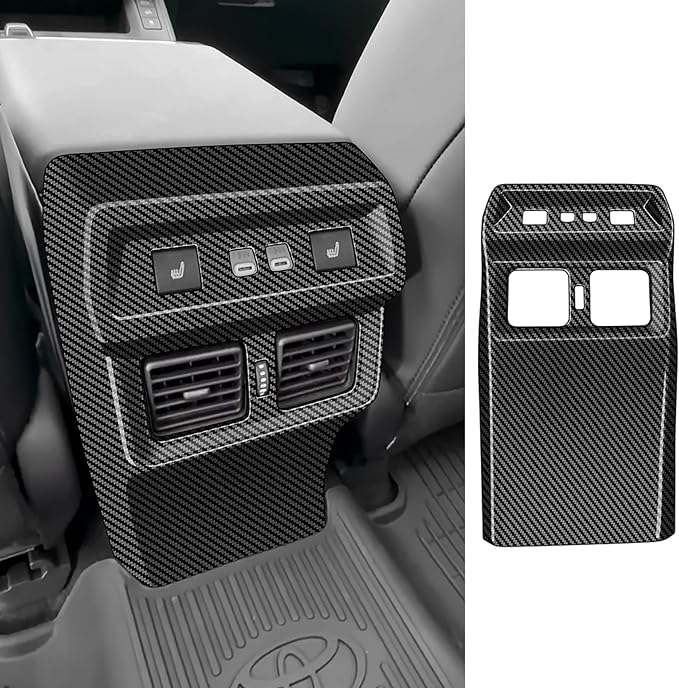 Rear Air Vent Anti-kick Panel Cover Compatible with Toyota RAV4 XLE Premium/SE/XSE/Limited/Woodland 2026+, Rear Air Conditioner Outlet Vent Trim, Back Seat Air Vent Frame for RAV4 2026 (Carbon Fiber)