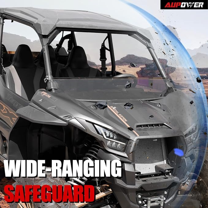 AUPOWER Front Dark Tint Half Windshield for Kawasaki Krx 1000 2 Seater 2020-2025, Sun-Proof Scratch-Resistant Dustproof Windscreen for Kawasaki KRX 1000 Tinted Accessories, Stronger Than Glass,(1PC)