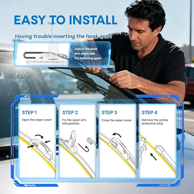 5 PLUS® Silicone Wiper Bades 28 14 Inch Replacement For TOYOTA Corolla 2023-2020 Prius C 2019-2012/HYUNDAI Elantra 2016-2011/HONDA Fit 2020-2009,Premium All-Season Automotive Replacement Wiper Blades