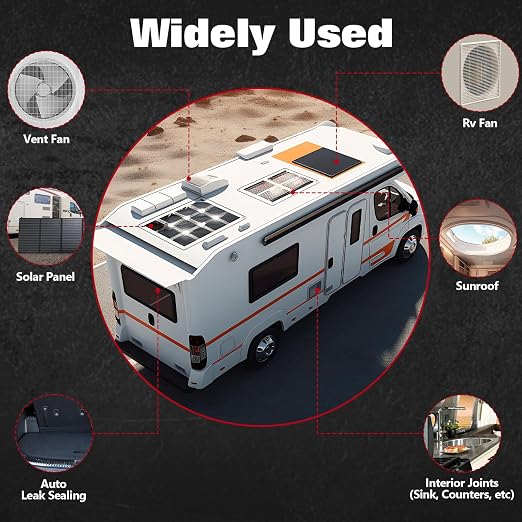 6 Pack RV Roof Sealant,Self Leveling Lap Sealant for RV Roofs,White RV Caulking Sealant Waterproof for Camper, Trailer & Motorhome