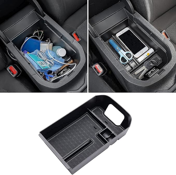 JDMCAR Custom Liners (Red Trim) and Center Console Organizer Compatible with 2022 2021 2020 2019 RAV4 Accessories