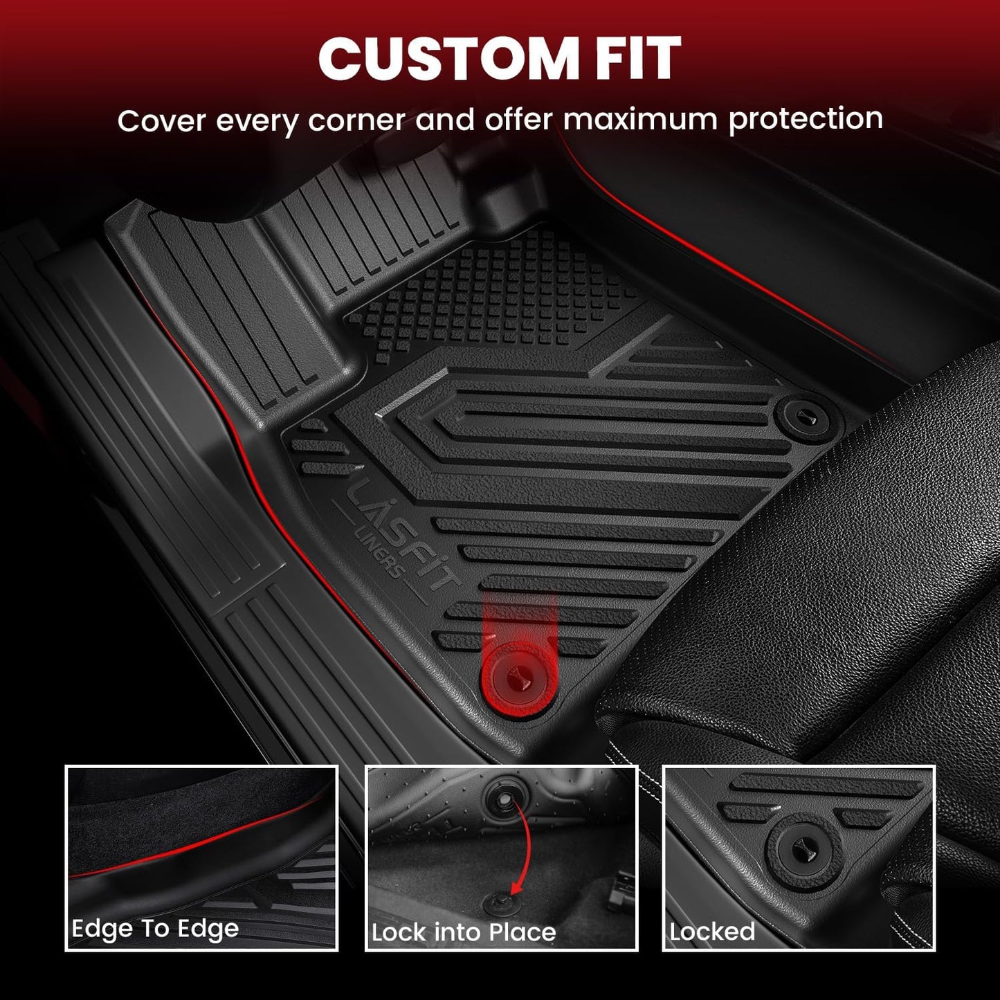 LASFIT Floor Mats & Cargo Liner for Chevrolet Chevy Trax 2014-2022 & Buick Encore 2013-2022, All Weather TPE Custom Fit Floor Mats for Cars, Car Mats Full Set for Chevy Trax Accessories, Black (4PCS)