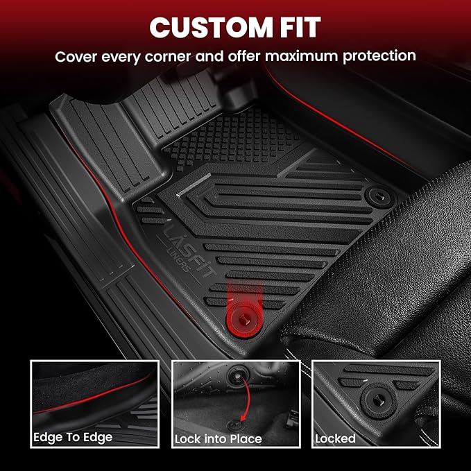 LASFIT Floor Mats & Cargo Mat for Honda HRV 2016-2022 (FWD Model), All Weather TPE Custom Fit HR-V Floor Liner Accessories, 1st & 2nd Row & Trunk Mat Full Set, Black (Not for AWD)