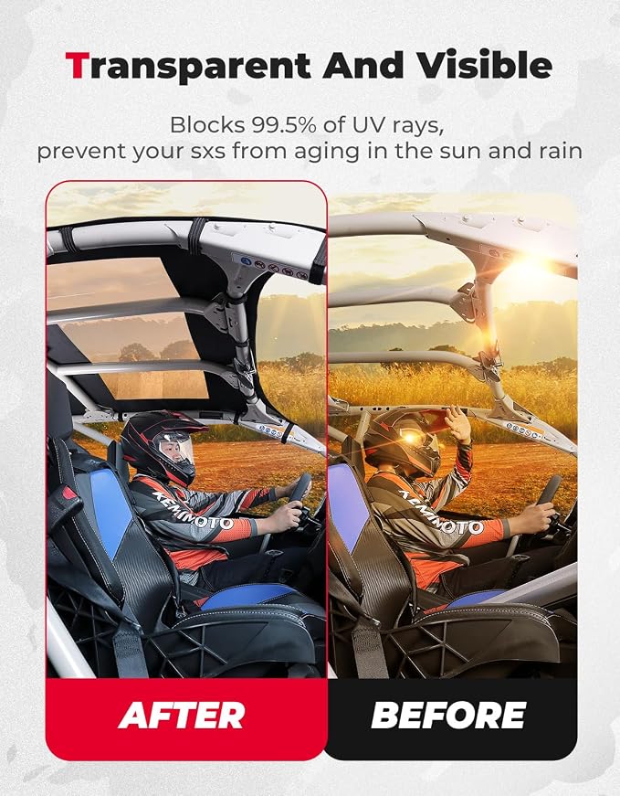 KEMIMOTO X3 Max Roof Wind Deflectors Roof Top Sun Visor Waterproof Friction-Resistant Bimini Compatible with Can Am Maverick X3 Max 2017-2026 All 4-Seat Models