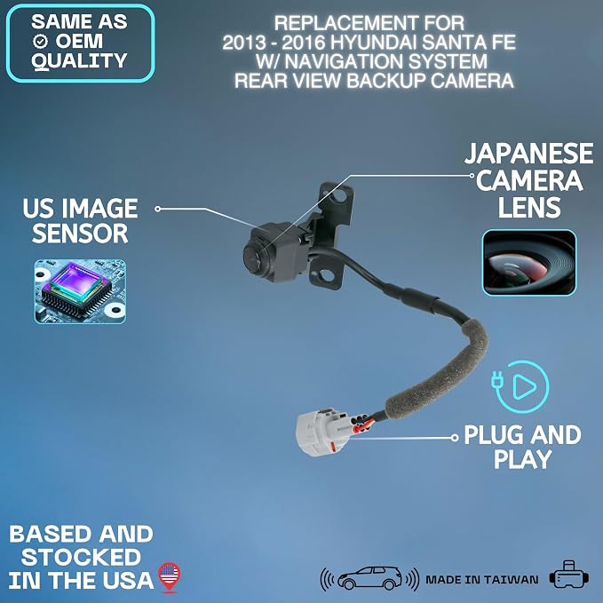 Backup Camera Replaces for 2013-2016 Hyundai Santa Fe w/Navigation System OE Part # 95760-B8000