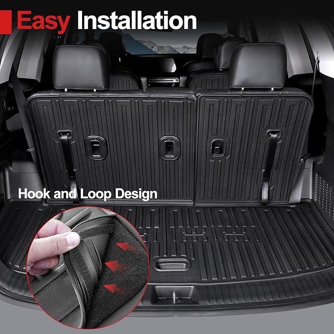 Cargo Mat with Backrest Mat for 2020-2025 Kia Telluride, All Weather TPE Trunk Mat Rear Cargo Liner Back Seat Cover Protector for Kia Telluride Accessories