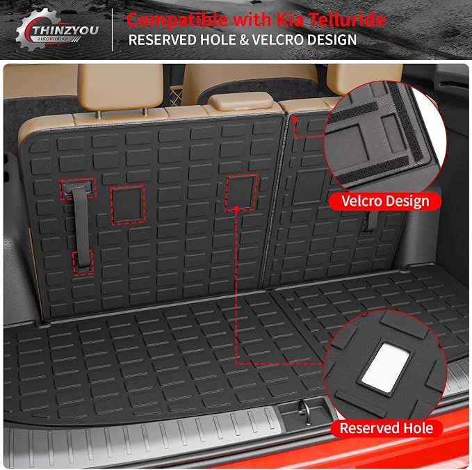 Cargo Mat Compatible with 2020-2025 Kia Telluride (NOT for 2027) Trunk Mat Cargo Liner Trunk Liner All Weather Back Seat Protector 2024 Telluride Accessories (Trunk Mat with Backrest Mat)