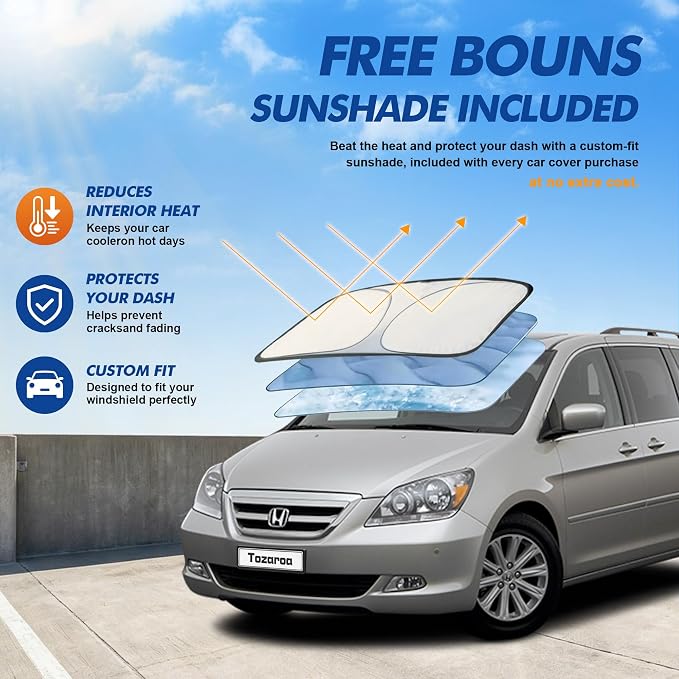 Car Cover Waterproof All-Weather,Heavy-Duty Outdoor Full Exterior Automobiles Hatchback(Length 179-206 inch) with Windshield Sun Shade Universal FitHonda Odyssey, Sienna,Dodge Caravan etc