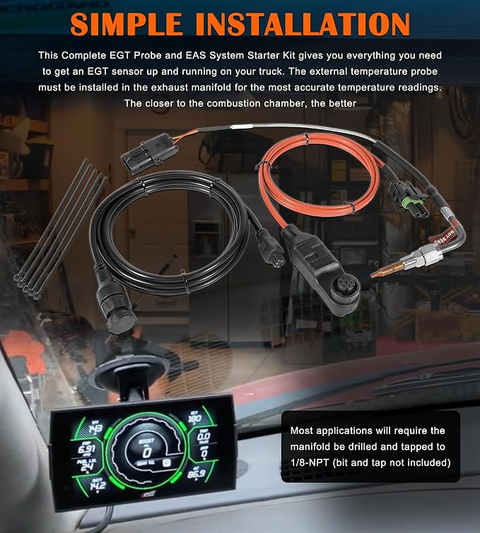 For EAS EGT Expandable Starter Kit 98620 with Probe and Cable - Perfectly Fits for Edge CS, CS2, CTS, CTS2 and CTS3 Systems, Ideal for Daily Diesel Driving or Towing