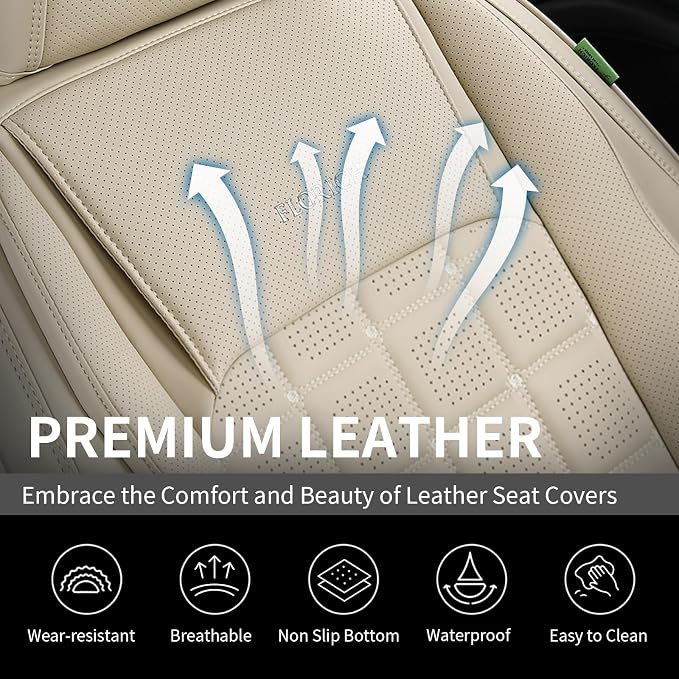 FLORICH Leather Seat Cover, Car Seat Covers Front Set, Waterproof Car Seat Protectors, Front Seat Covers 2 Pack, Breathable Automotive Seat Covers Protector Fit for Most Cars Trucks SUV