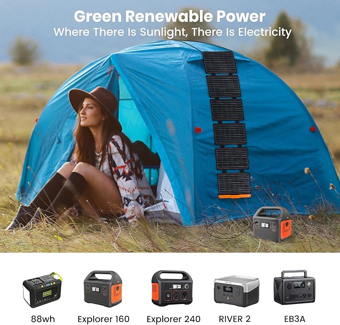 FlexSolar 2PCS 60W Portable Solar Panels Chargers with PD3.0 USB-C,QC3.0 USB-A and DC Outputs Foldable IP67 Waterproof Power Emergency Camping for Small Power Station Generator,Phones, Power Banks