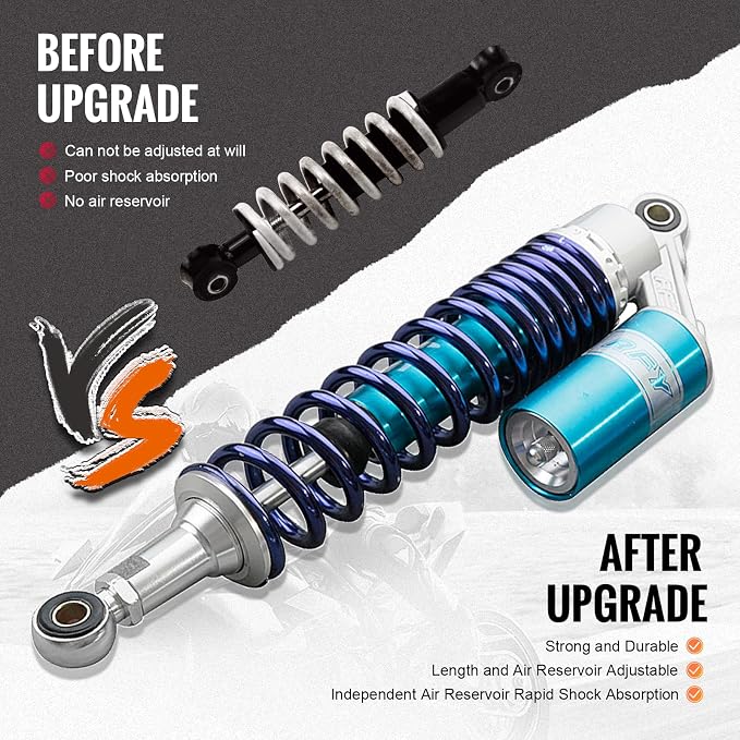 Zhisheng 340mm 13.4in Air Shock Absorber ATV Motorcycle Quad Suspension Shocks for HONDA for Suzuki for Kawasaki for Yamaha ATV Go Kart Quad Dirt Sport Bikes, Blue