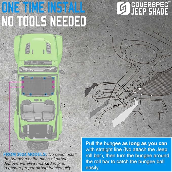 JT JL Top Sun Shade Roof Compatible with Jeep Wrangler and Gladiator 2 or 4 Door 2018 to 2023 Sunshade Sunroof Blocks UV Wind Noise Gray Mesh for Front