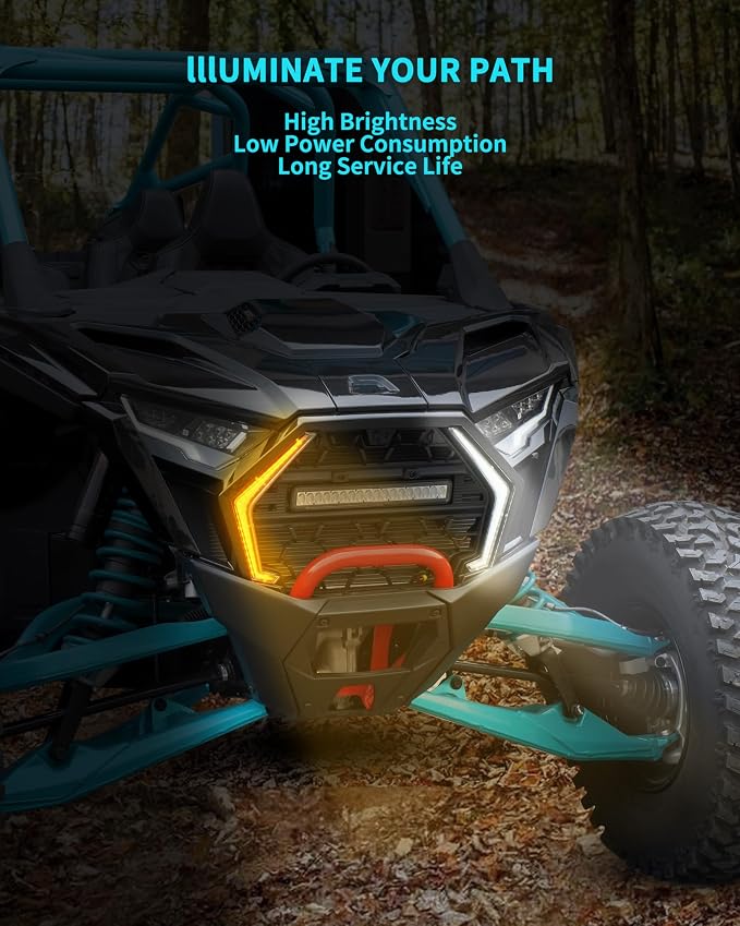 LED Grille Accent Fang Lights for Polaris RZR PRO XP/PRO R/S 2025, Waterproof Turn Signal & Signature Lamps, Replace #2417278, 2417279