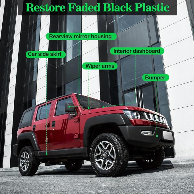 NADAMOO Plastic Restorer for Cars - Back to Black Ceramic Trim Restorer - Automotive DIY Kit for Exterior & Interior Plastic, Bumpers, Vinyl - Instant Black & 6-Month Protection, 50ml with Applicator