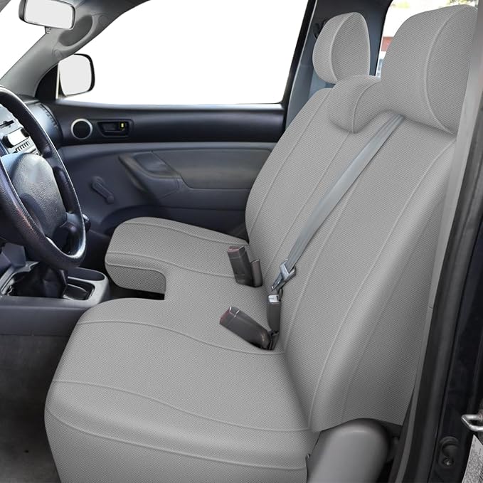 Knitted Truck Seat Cover Compatible with 2005-2014 Toyota Tacoma, Front Bench Seat Cover with Large Notched, Gray
