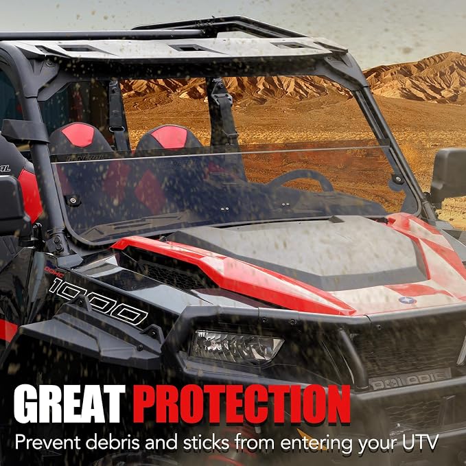 A & UTV PRO Front Dark Tinted Half Windshield for Polaris General 1000 / General 4 1000 / General XP 1000 / General XP 4 1000 2016-2025 , Hard Coated Vented Window Windscreen Accessories, 1PC