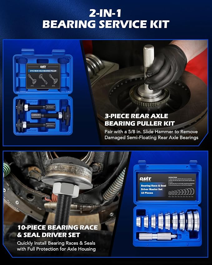 Orion Motor Tech 9pcs Truck Hub Seal Installer Kit & 13pc Rear Axle Bearing Puller, Bundle