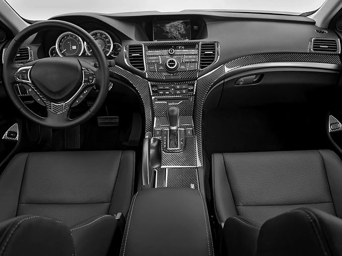 Black Soft Carbon Fiber car Interior Complete Set of 35/Piece Decorative Stickers Suitable for Acura TSX 09-14 Carbon Fiber car Interior