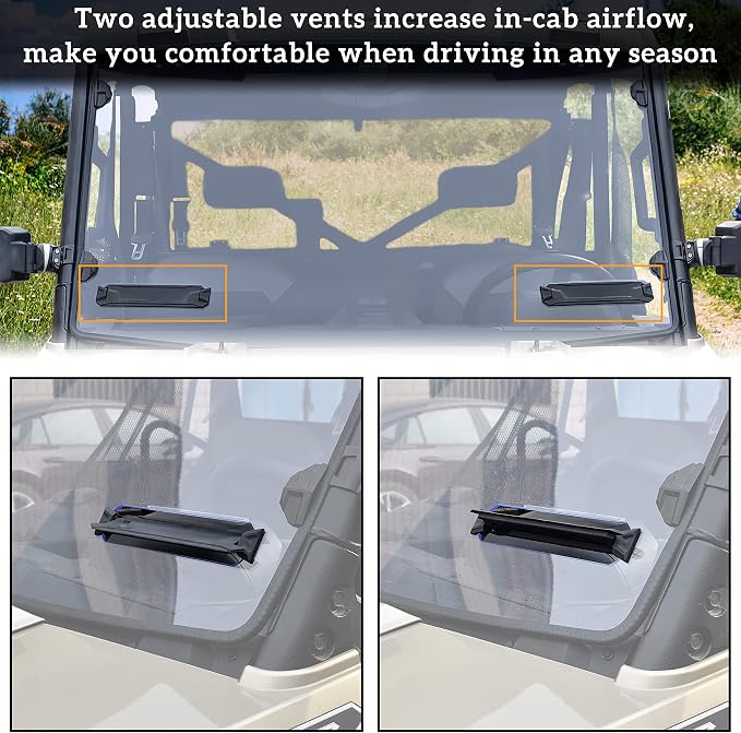 SAUTVS Full Windshield for Polaris Ranger XP 1000/ Crew/ Diesel/ XP 900 2017-2026 Accessories, Clear Dustproof Durable Hard Coat Poly Vented Full Windshield, Replace #‎2883266