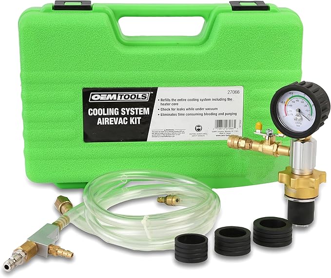 OEMTOOLS 27066 Coolant System Refiller Kit, 3 Adapters | Remove Air Trapped in Cooling System, Test Radiator and Heating Core Lines for Leaks | Fits Radiator Necks and Coolant Reservoirs